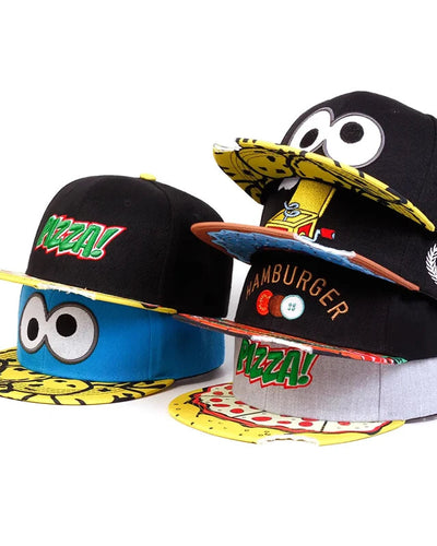 Unisex Eye PIZZA Embroidery Hip-hop Hats Spring and Autumn Outdoor Adjustable Casual Baseball Caps Sunscreen Hat Good Vibrations