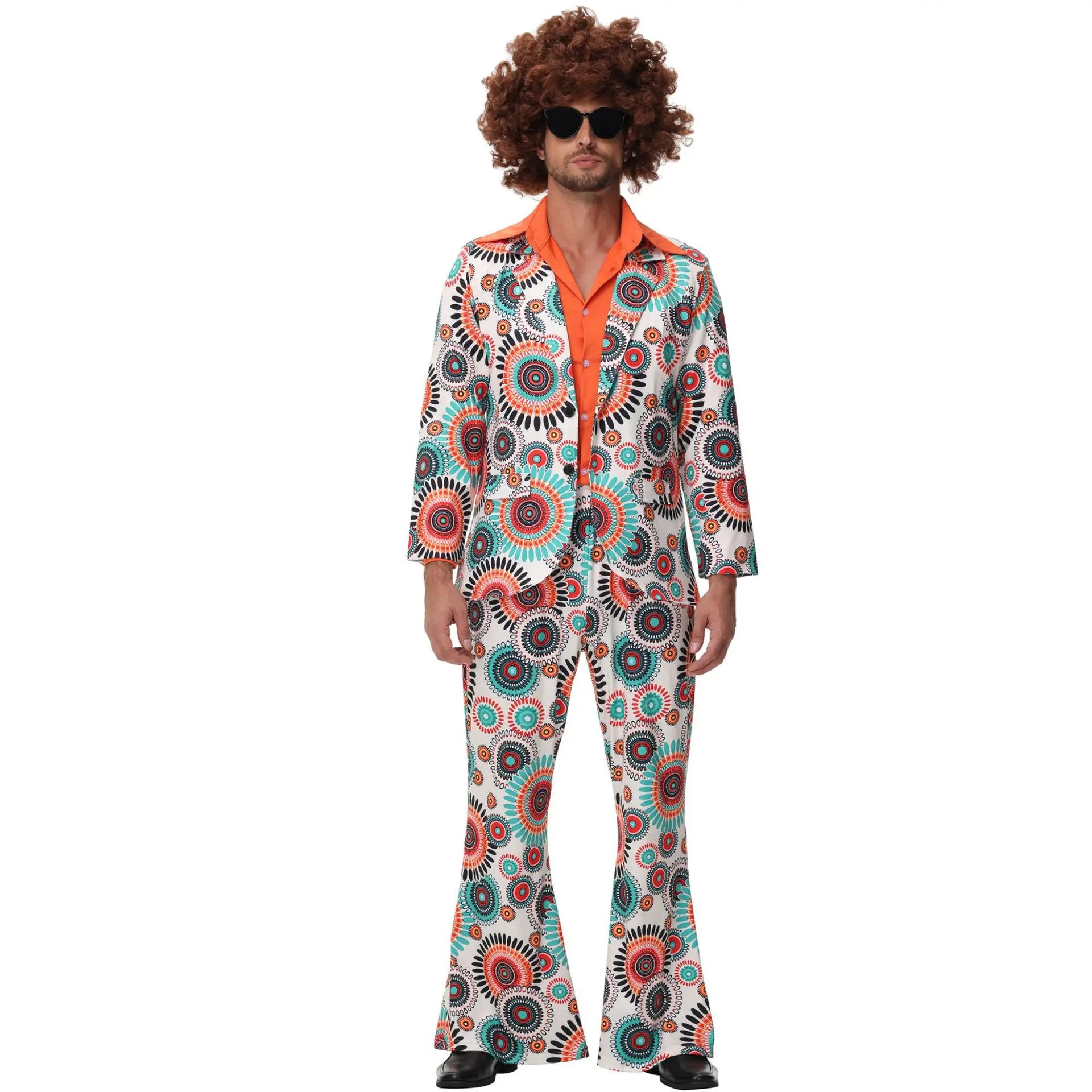 Cosplay Retro 70s 80s Hippie Costume Men Women Party Disco Couples Hippie Costumes Disco Rock Hip-Hop Performance Purim Dress Up Good Vibrations