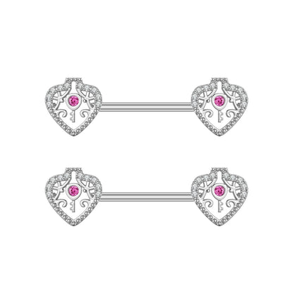 2pcs Both Sides Screwed Heart Nipple Ring for Women Girls 14G Stainless Blue Pink Zircon Sexy Nipple piercing nombril Nipple Bar Good Vibrations