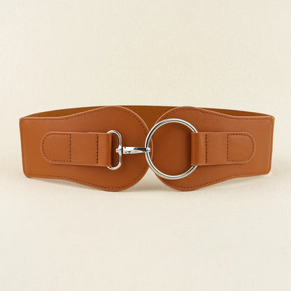 Luxury ladies wide belt elastic vintage buckle leather wide fashion wild pin buckle women's belt waist seal belt Good Vibrations