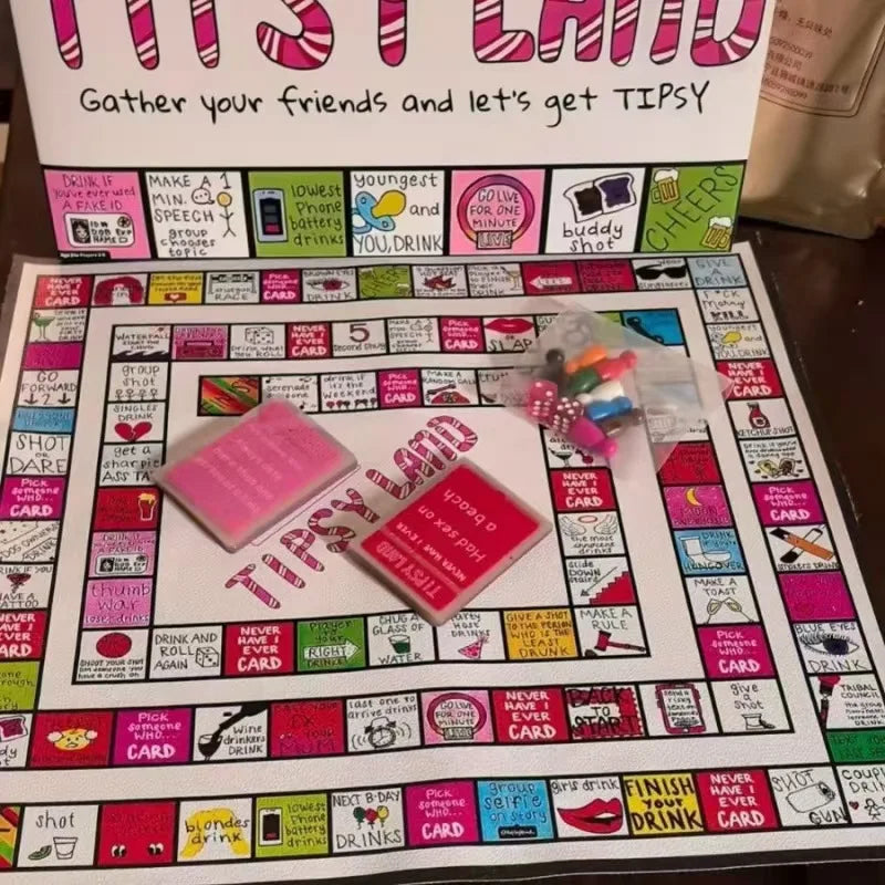 Tipsy Land Party Board Game, Fun Drinking Game for Friends Good Vibrations