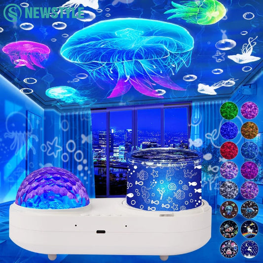 Ocean Wave Projector Night Light Star Galaxy Projector Atmosphere Light With 6PCS Films For Kids Christmas Gift Decor Good Vibrations