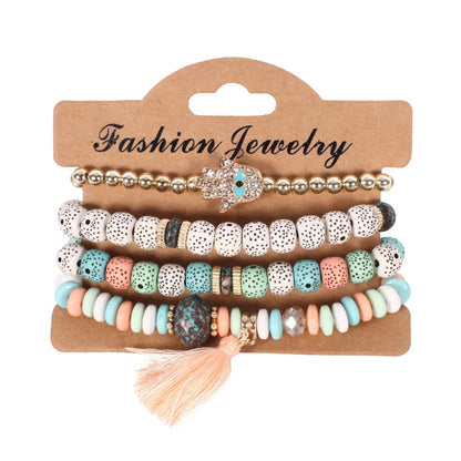 Bohemian Handmade Beads Bracelet Set For Women Summer Colorful Beaded Chain Bangle Men Boho Jewelry Accessories Good Vibrations
