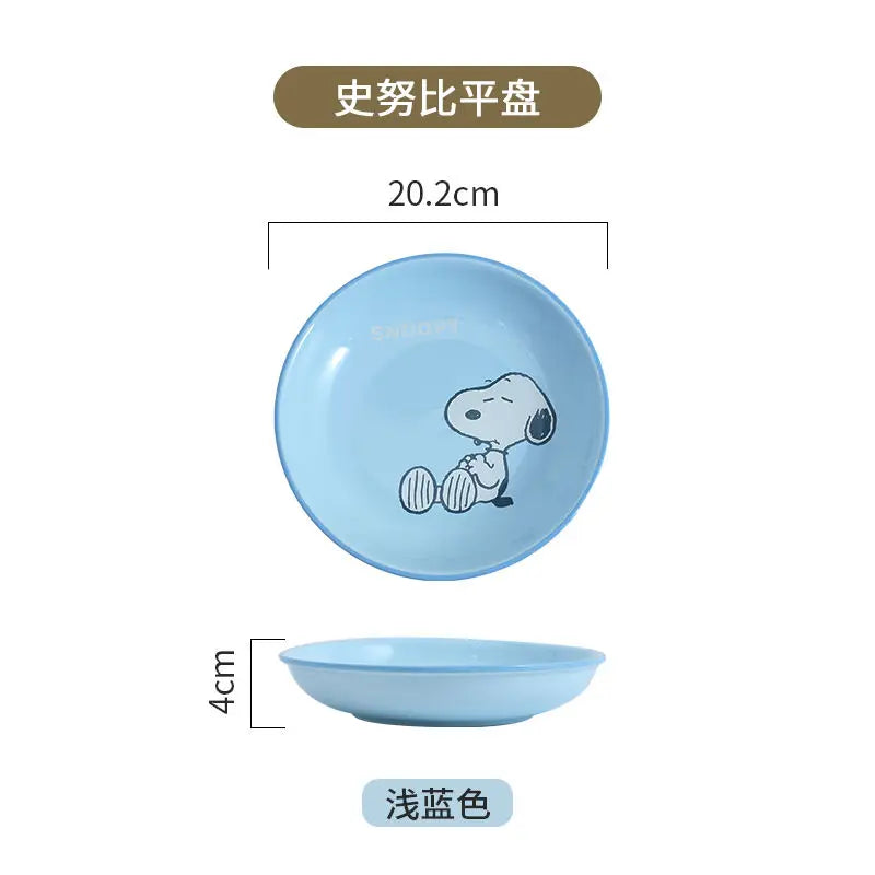 Snoopy cartoon cute ceramic dinner plate creative personalised home kitchen tableware fruit plate anime merchandise holiday gift Good Vibrations