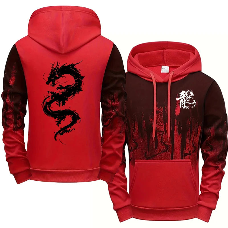 Chinese Dragon Tracksuit Hooded Sweatshirt Sweatpants City Vibe Hoodie 2 Piece Set Autumn Winter Men's Daily Casual Sport Outfit Good Vibrations
