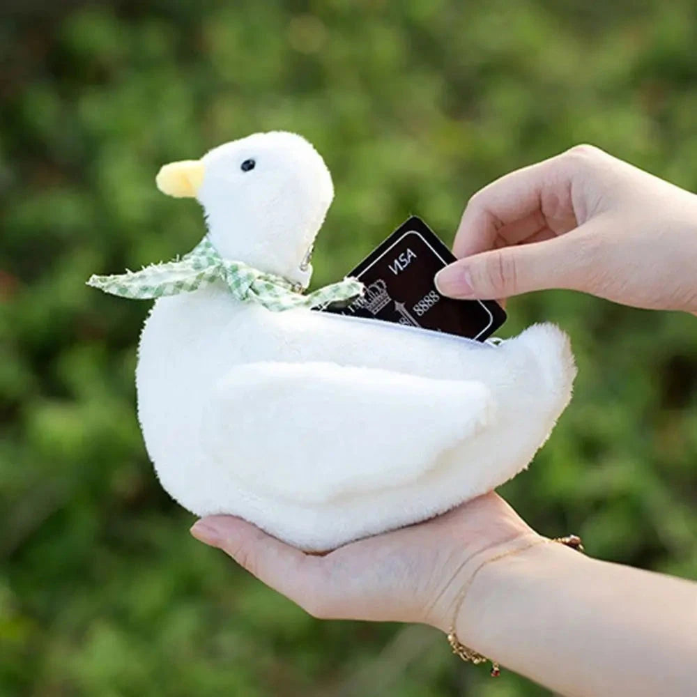 Cute Animal Plush Duck Coin Purse Zipper Large Capacity Animal Handbag Ins Style Cartoon Cartoon Wrist Bag Shopping Good Vibrations