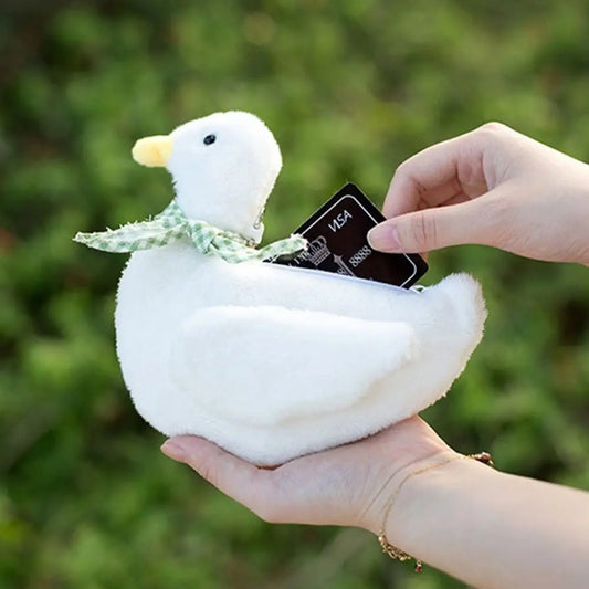 Cute Animal Plush Duck Coin Purse Zipper Large Capacity Animal Handbag Ins Style Cartoon Cartoon Wrist Bag Shopping Good Vibrations