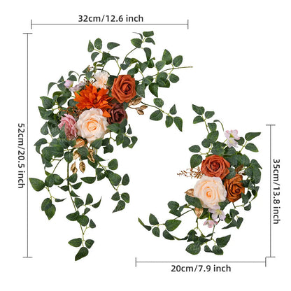 2pcs Wedding Arch Flowers Artificial Flowers Floral Garland for Bridal Shower Ceremony Welcome Sign Backdrop Stand Decorations Good Vibrations