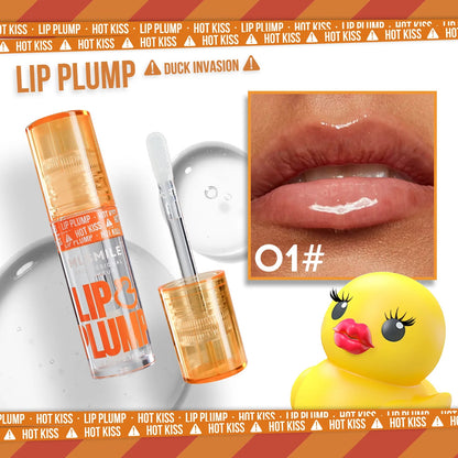 Mirror Like Lip Gloss Plumping Oil Transparent Hydrating Glaze Cute Duck Design Pouty Lips Liquid Stick Shiny Finish Good Vibrations