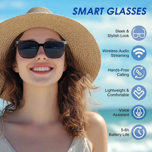 Smart Glasses Bluetooth Anti Blue Photochromic listen Music Calls Color Changing Lens Versatile Functions Stylish Glasses Good Vibrations