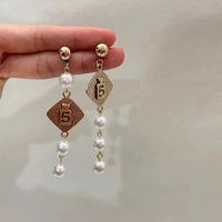 Vintage Chain Pearl Necklace earring for Women  Sweater Jewelry set Good Vibrations