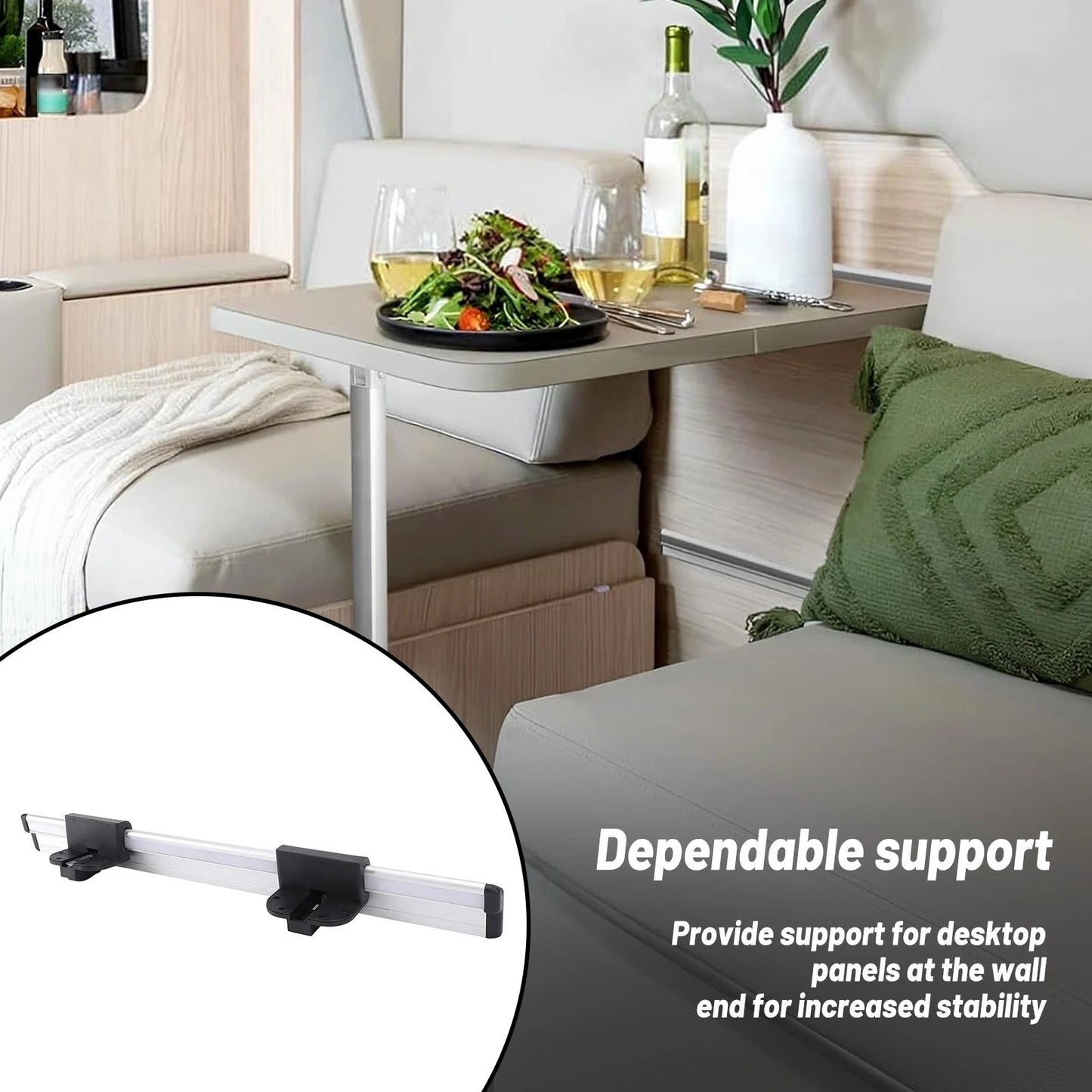 RV Table Rail Stable Support 20in Removable RV Table Wall Mount Bracket Aluminum Alloy with 27 Fixing Screw for Motorhome Good Vibrations