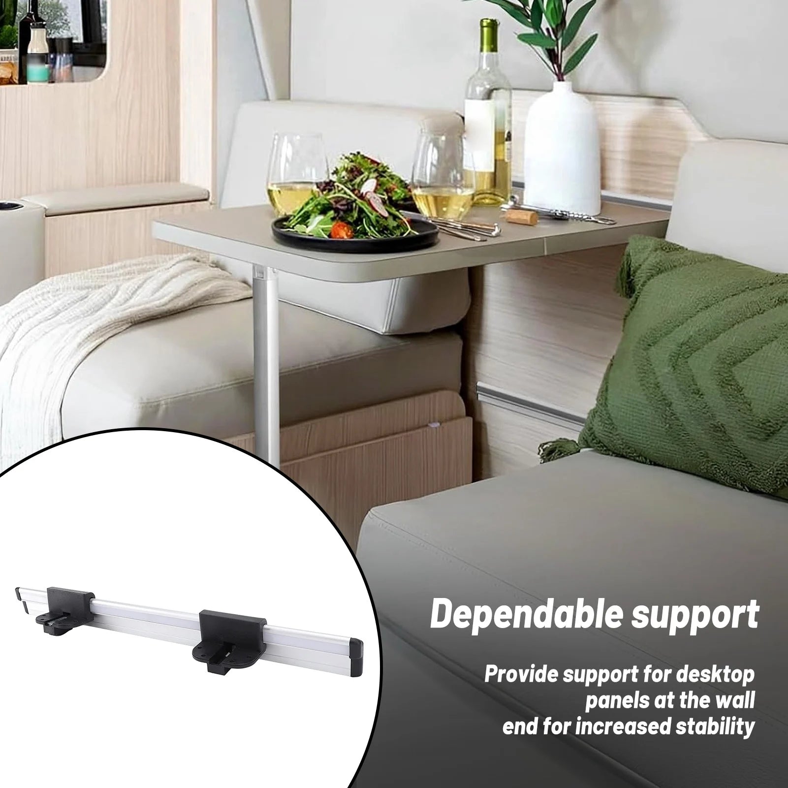 RV Table Rail Stable Support 20in Removable RV Table Wall Mount Bracket Aluminum Alloy with 27 Fixing Screw for Motorhome Good Vibrations