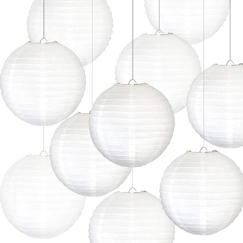 White Chinese Round Paper Lantern Christmas Halloween New Year Festive Party Supplies Wedding Baby Shower Birthday Decoration Good Vibrations