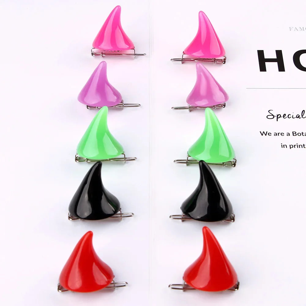 Halloween Hair Accessories Clip 1 Pair Small Demon OX Horn Hairpins Gothic Party Cosplay Costume Pin Hairpins Costume Horn Good Vibrations