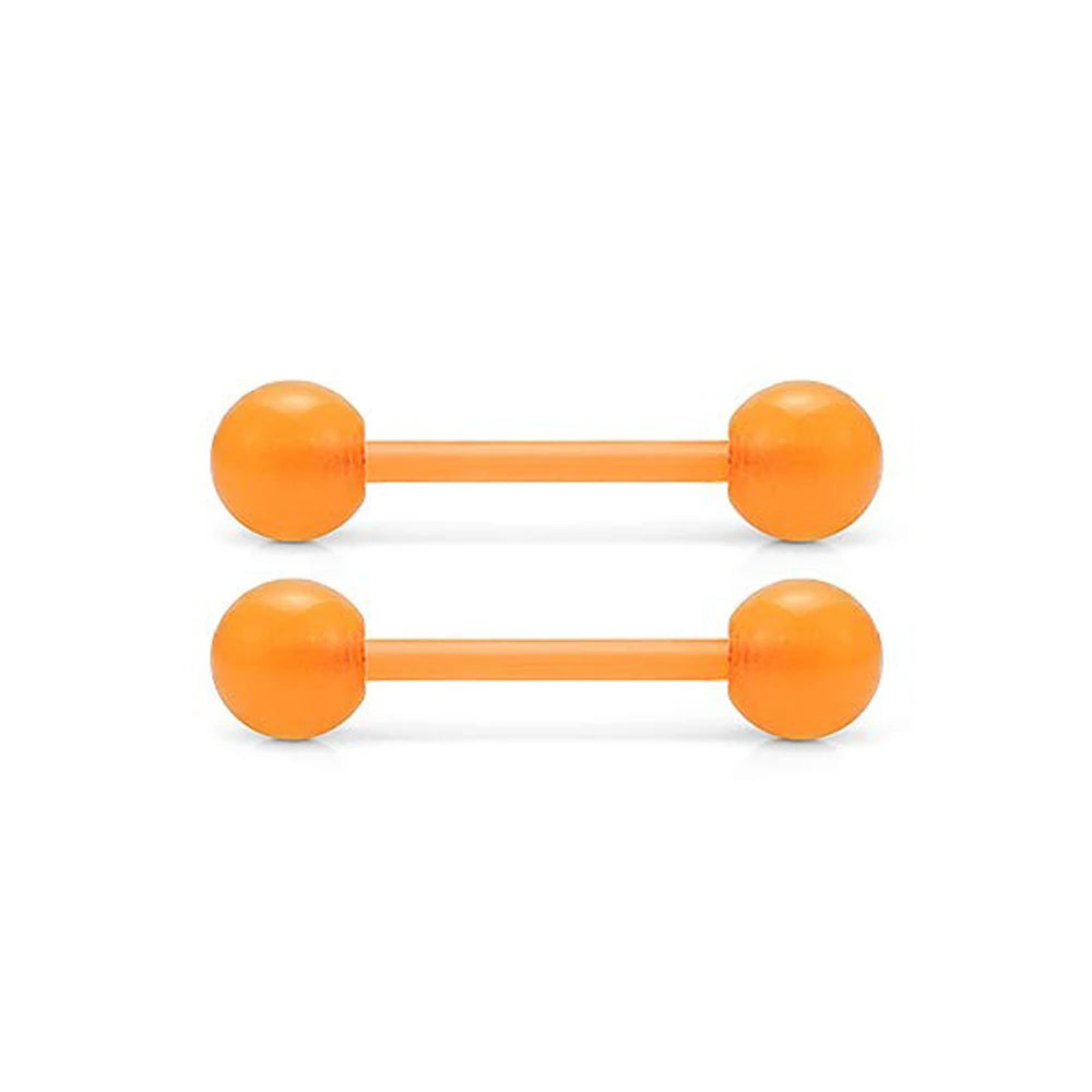 2 Pieces 14G 16mm Night Glow Flexible Acrylic Straight Tongue Ring pacifier Ring Fixed Perforated For Woman and Man Good Vibrations
