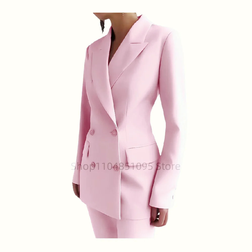 Pant Suits Outfit Womens Matching Sets Pants Elegant High Quality Double Breasted Blazer Suit Set Fashion 2 Pieces For Women Good Vibrations