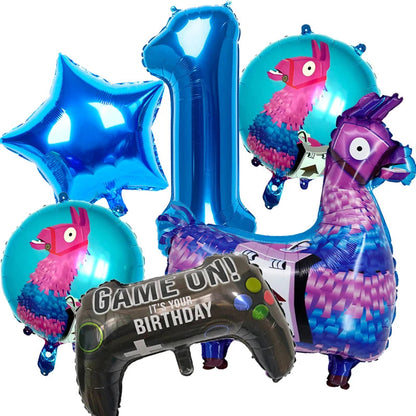 Video Game Fortnitions Birthday Party Decoration Cartoon Alpaca Llama Plate Tablecloth Baby Shower Kids Favors Party Supplies Good Vibrations