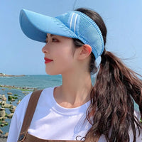 Women Hats Sunscreen Baseball Cap Outdoor Sport Leisure Sun Protection Breathable Sunshade Hat Sun Hats Ponytail Hat Good Vibrations