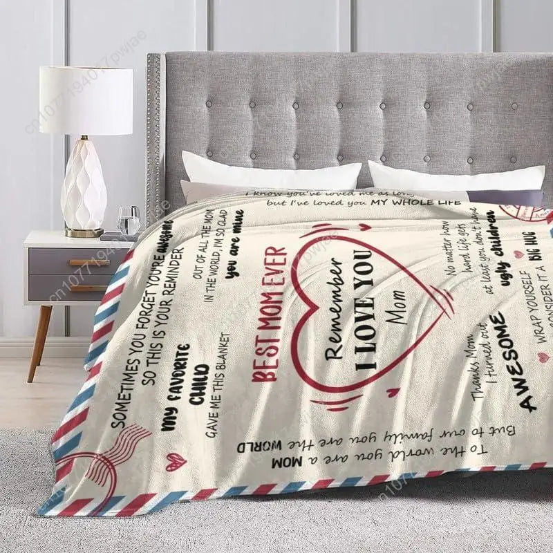 Letter To Mom Pattern Blanket Mother Gift Soft Comfortable Warm Throw Air-conditioned Room Nap Blanket for Home Custom blankets Good Vibrations