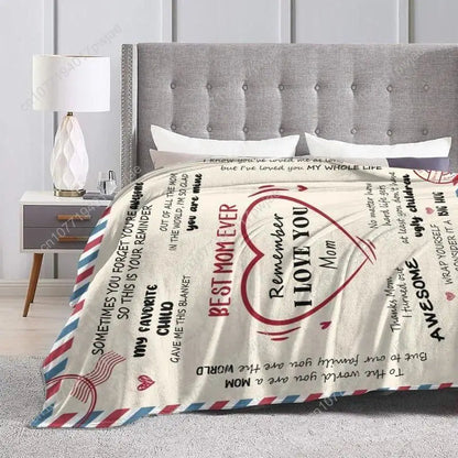Letter To Mom Pattern Blanket Mother Gift Soft Comfortable Warm Throw Air-conditioned Room Nap Blanket for Home Custom blankets Good Vibrations