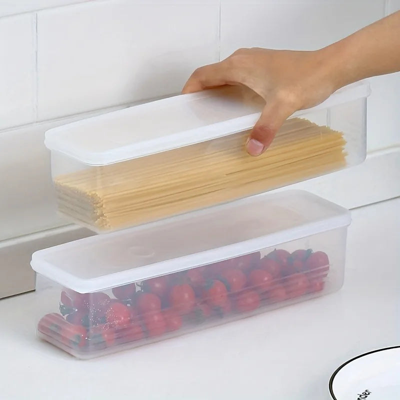 4 Pcs Long Rectangular Food Storage Containers, Plastic Reusable Refrigerator Organizer Boxes Kitchen Accessories Good Vibrations