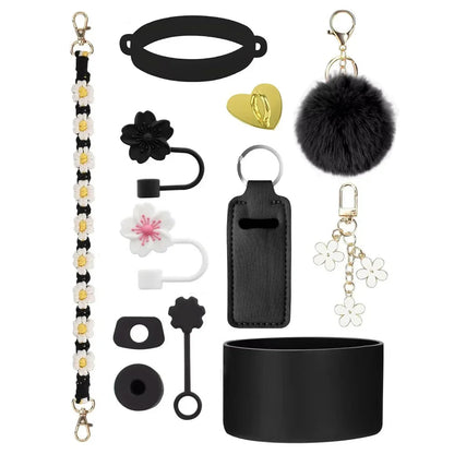 12PCS Accessories for Stanley Cup 30/40 oz Tumbler Water Bottle Handle Strap Straw Toppers Keychain Charms Silicone Cup Boot Good Vibrations Adult Super Store