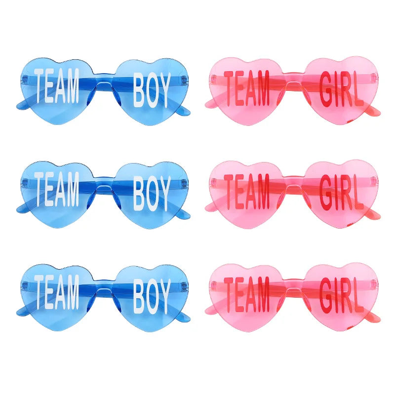 Baby Gender Reveal Party Team Boy Team Girl Glasses Decoration Supplies Blue and Pink Sunglasses Photo Props Guests Gift Favors Good Vibrations