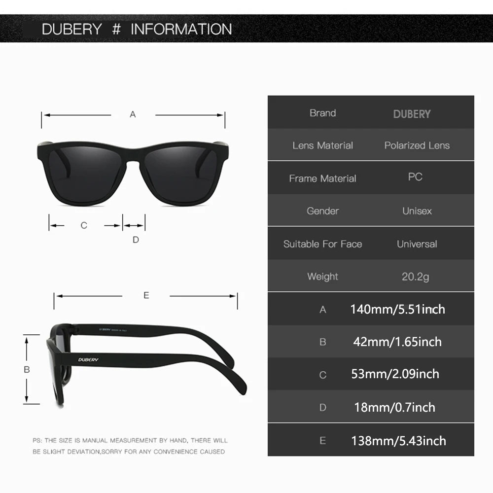 DUBERY Full Rim Polarized Sunglasses For Men And Women 28 Colors Model 550 Good Vibrations