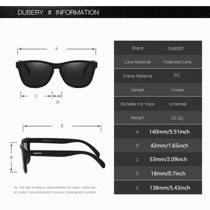 DUBERY Full Rim Polarized Sunglasses For Men And Women 28 Colors Model 550 Good Vibrations
