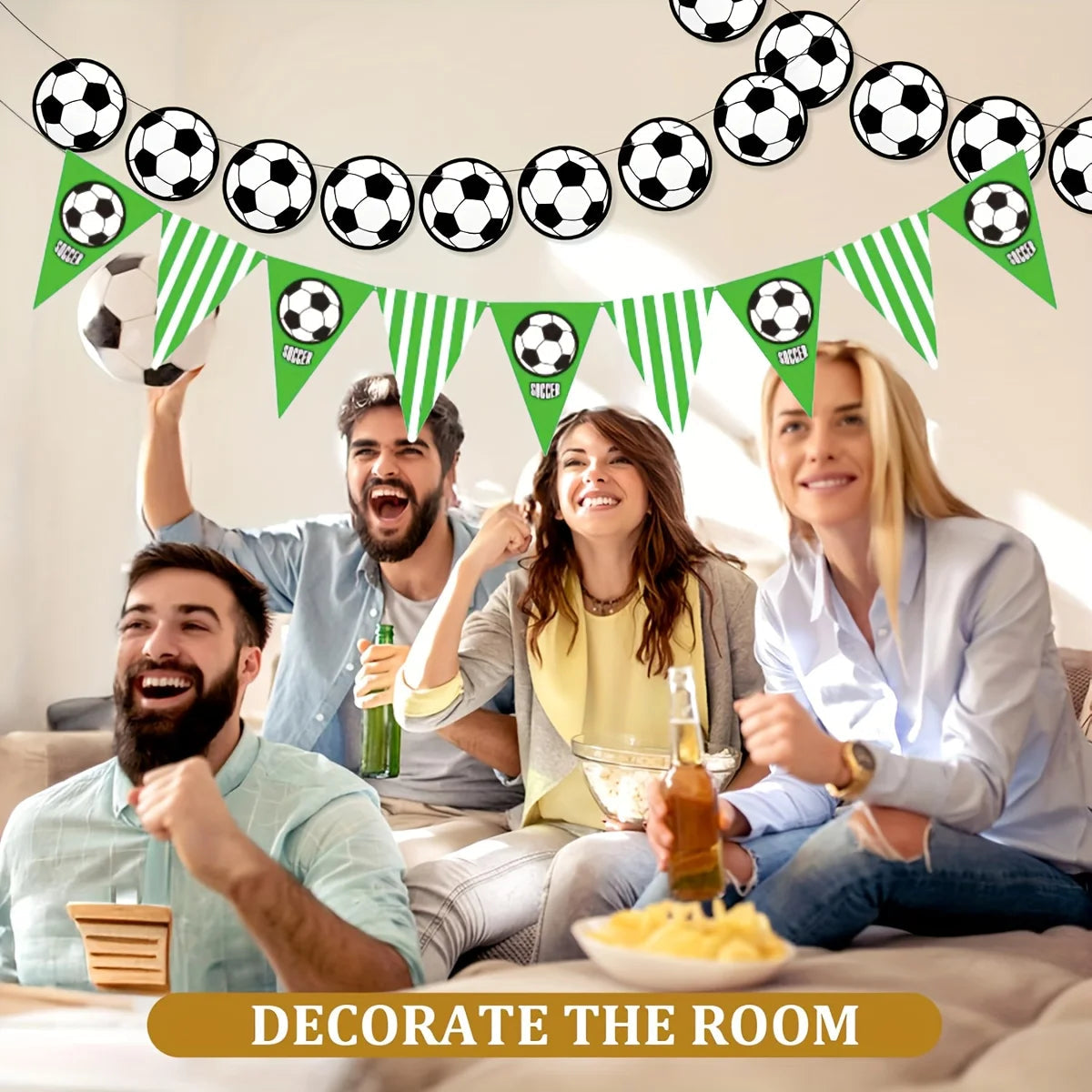 Soccer Party Banner Decorations 1 Set Paper Soccer Garland for Sports Theme Events Birthday Parties confetti Good Vibrations
