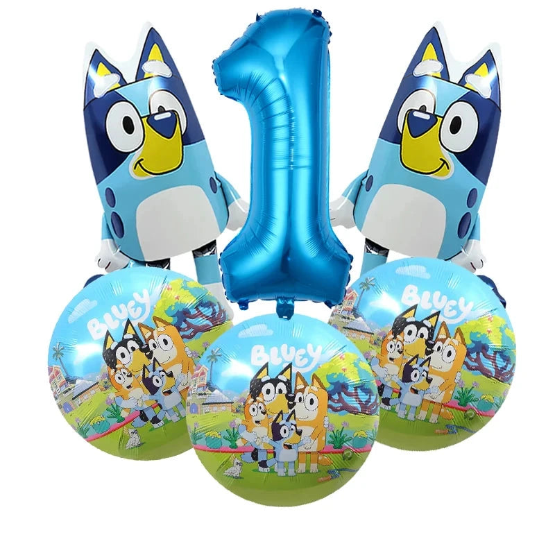 Bluey Christmas Birthday Party dinnerware Disposable Banner Cake Topper Hanging Flag bluey number Balloons Birthday Decoration Good Vibrations