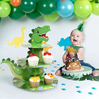 Dinosaur Cupcake Stand Birthday Party Decoration Kids Boy Girl Dino Wedding Birthday Party Supplies Favors Baby Shower Decor Good Vibrations