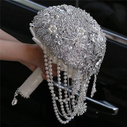Luxury Silk Wedding Flowers Rhinestone Jewelry  Brooch Bouquet Bridal Wedding Dress Wedding Bouquet Good Vibrations