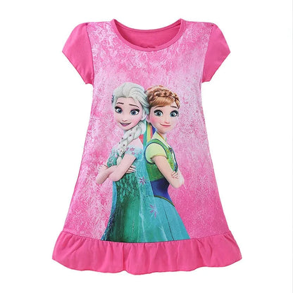 New kids Nightdress Elsa Cartoon Dress Minnie Printing Sleepwear Girls Nightgowns Children Party Dresses Pajamas Girls Dress Good Vibrations