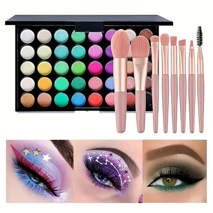 40 Color Eye shadow Palette Make-up for Women with Brushes Nude Eyeshadow Palette Glitter Matte Pigmented Powder Eye Cosmetics Good Vibrations