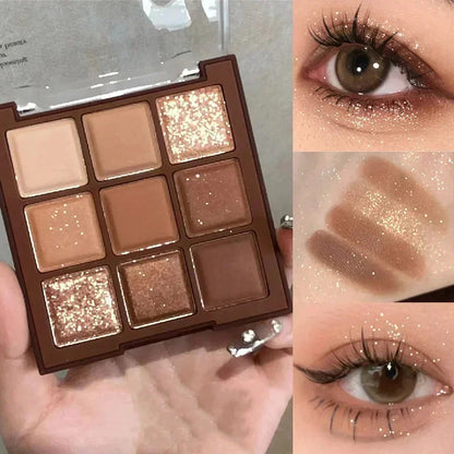 9 Colors Glitter Eyeshadow Palette Purple Violet Shimmer Pearlescent Matte Acrylic Eye Shadows Palette Waterproof Eye Make Up Good Vibrations