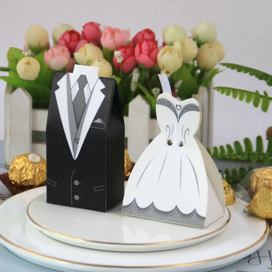 Wedding Gift Bag Bride and Groom Candy Box DIY with Ribbon Wedding Decorations Souvenir Party Supplies Good Vibrations