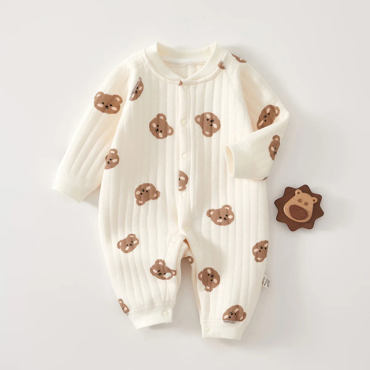 Baby Jumpsuit Clothes Winter Thickening 100% Cotton Boys Girls Cute Printed Bear Romper Infant Onesie Spring Trend 1-3-6-9-12M Good Vibrations