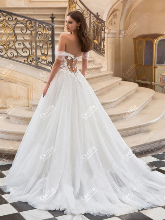 Pretty Wedding Dresses Elegant Bridal Gowns Lace Appliques Off The Shoulder Robes Floor Length Vestidos De Novia 2025 Customized Good Vibrations