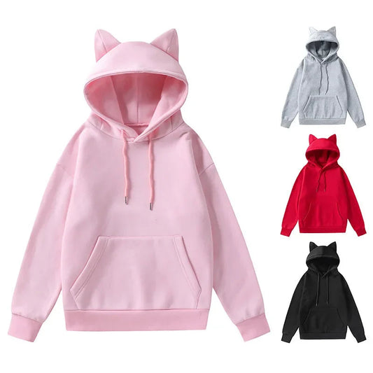 NONSAR Pullover Loose Cat Ears Hoodies Women Autumn Winter Long Sleeve Sweatshirt INS HOT Good Vibrations