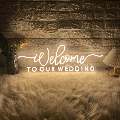 Welcome to our wedding Neon Led Sign Wall Hanging Wedding Party Room Decor Engaged Neon Lights USB Wedding Decoration Signs Good Vibrations