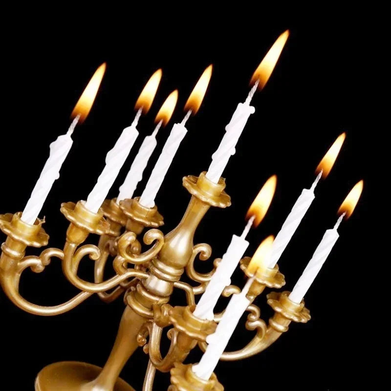 9PCS Candles and Candlestick Bracket 1 Set Cake Topper Birthday Party Cake Candle Holders Toppers Decoration Good Vibrations