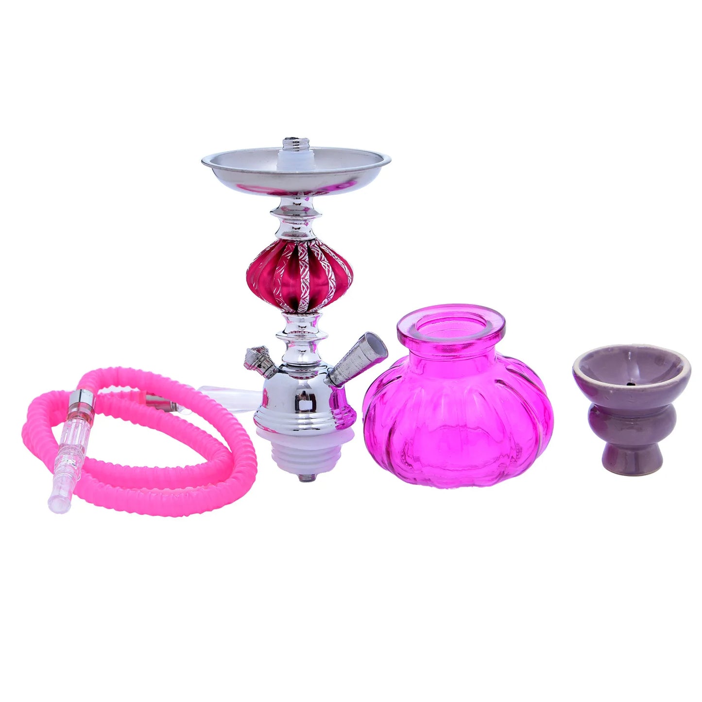 SANDGLAS Small 1 Hose Hookah Complete Including Glass Bottle Body And Ceramic Bowl, High Quality Glass Hookah Set, Shisha Hookah