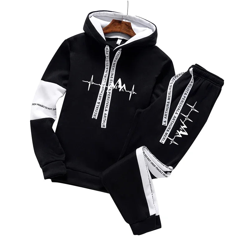 2024 Mens Tracksuit Casual Classic Hooded Sweatshirt Jogging Clothing High Quality Simplicity Versatile Printing Tops Pants Suit Good Vibrations