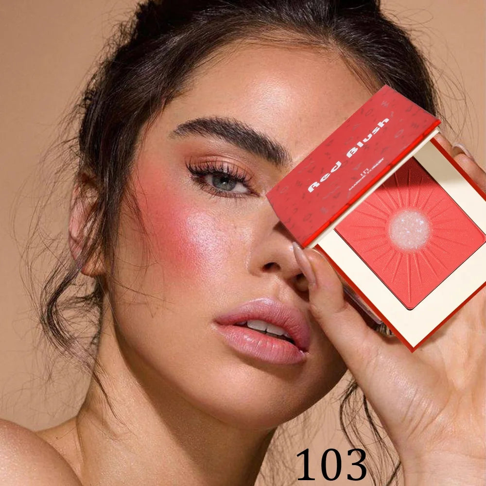 1PC Waterproof Blush Palette: Nude matte with pearlescent particles, light pink, orange and red, lightweight and long-lasting, s Good Vibrations