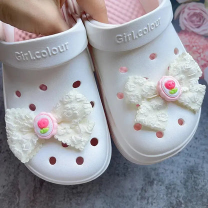 Christmas Gifts INS Bow & Cat Shoe Charms Set Cute Cherry Blossom Hello Kitty for Women Girls’ Sandals & Flip-Flops Good Vibrations