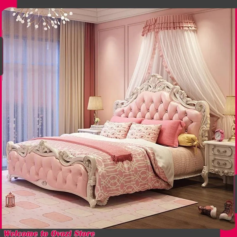 Princess Twin Beds European French Aesthetics Cheap Safe Lazy Beds Design Luxury Crown Muebles Para Dormitorio Home Accessories