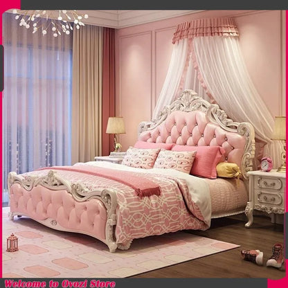 Princess Twin Beds European French Aesthetics Cheap Safe Lazy Beds Design Luxury Crown Muebles Para Dormitorio Home Accessories