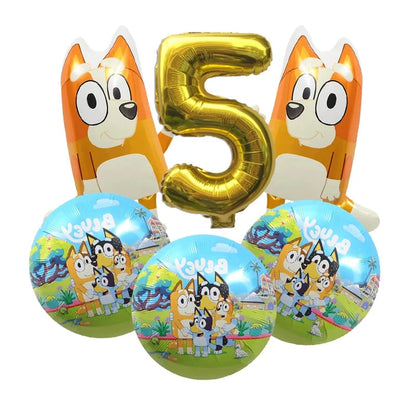 Bluey Christmas Birthday Party dinnerware Disposable Banner Cake Topper Hanging Flag bluey number Balloons Birthday Decoration Good Vibrations